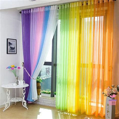 Multi color Voile Curtain Transparent Tulle Curtains Window Screening Treatments Living Room ...