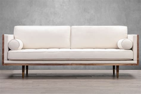 Woodrow Skandi 87" Fabric Sofa, Walnut/Canvas Linen - Kardiel | Fabric ...