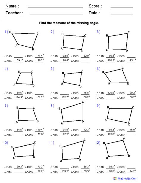 Area of Polygons Worksheets Free | Geometry Worksheets | Quadrilaterals ...