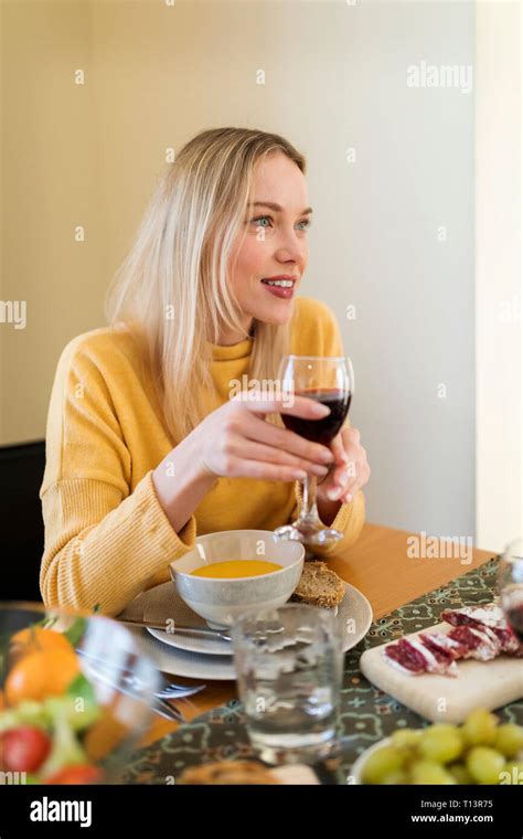 Red wine drinking woman hi-res stock photography and images - Alamy
