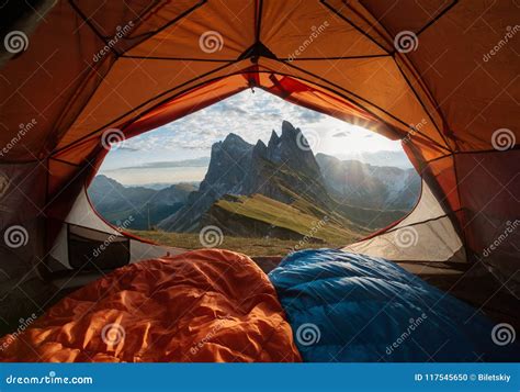 View from Tent To the Mountain Stock Photo - Image of mountain, adventure: 117545650