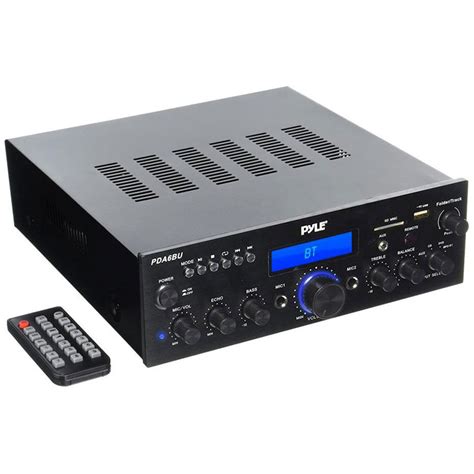 Pyle PDA6BU Bluetooth 200W Stereo Amplifier Receiver with Remote FM MP3 USB SD AUX Mic