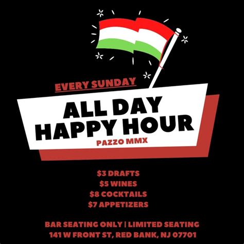 Pazzo MMX, Red Bank : All Day Happy Hour Every Sunday at Pazzo