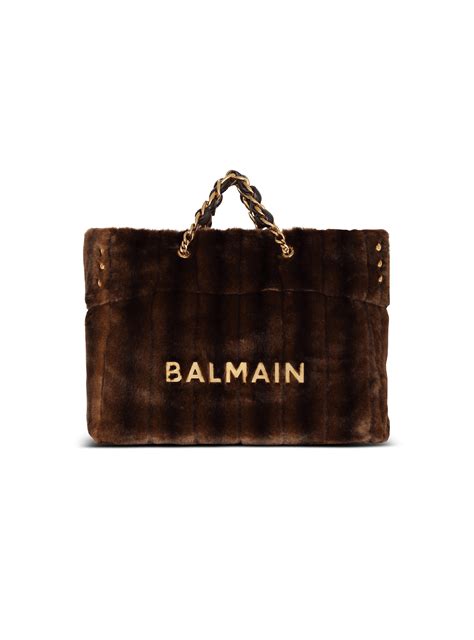 1945 Soft faux fur tote bag brown - Women | BALMAIN
