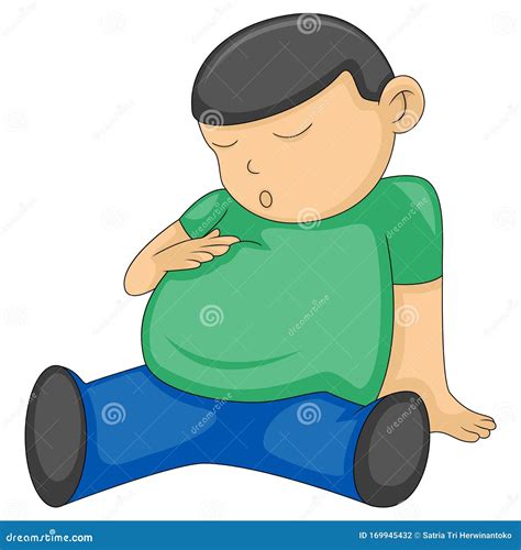 A Man With A Full Stomach Cartoon Vector | CartoonDealer.com #169945432