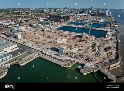 A general aerial view of Bramley-Moore Dock during the construction of ...