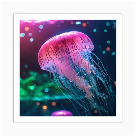 Neon Jellyfish Art Print by Fuzion Designs - Fy