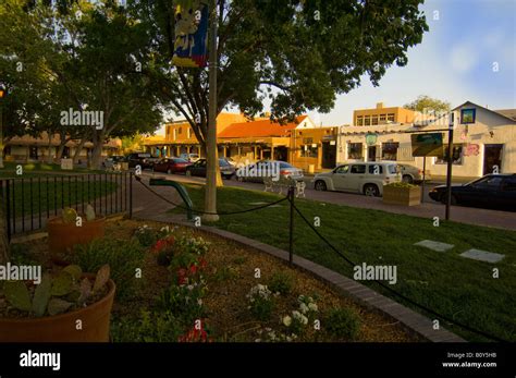 Shops alongside the Old Town Plaza in historic Old Town Albuquerque New ...