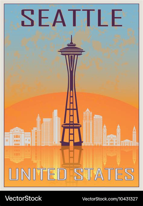 Seattle vintage poster Royalty Free Vector Image