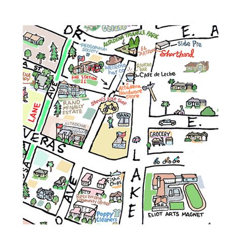 Altadena Illustrated Map — TOM LAMB MAPS