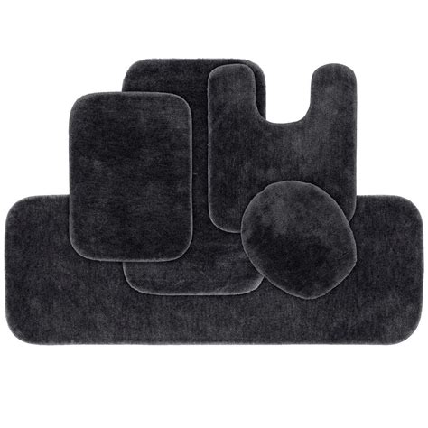 Garland Rug Traditional Dark Gray 5-Piece Washable Bathroom Rug Set-BA010W5P06J6 - The Home Depot