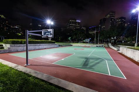 A Downtown Houston, TX Basketball Court at Night. Editorial Stock Image ...