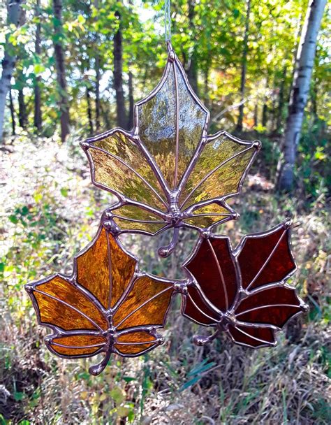 Stained Glass Fall Leaves | Etsy