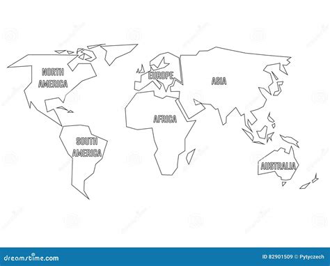 Mapa Del Mundo Del Vector Simple En Blanco Estilo Moderno Simple En ...