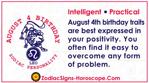 August 4 Zodiac – Full Horoscope Birthday Personality | ZSH