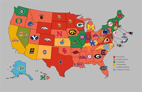 Most Popular Sport Team by U.S. State : MapPorn