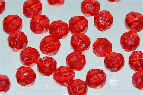 8mm Plastic Faceted Beads. Red Faceted Beads. Wholesale