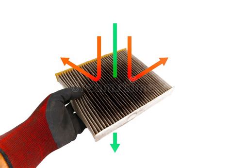 Car Air Conditioner Filter Clogged in Mechanic Hand with Air Flow Arrow Symbol Stock Image ...