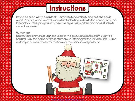 Santa Initial Sounds Clip Cards | Teaching with Nancy