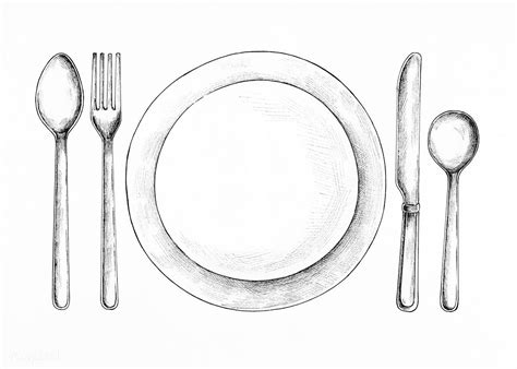 Hand drawn plate and cutlery set | premium image by rawpixel.com | How to draw hands, Draw ...