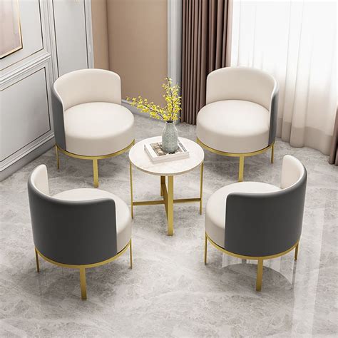 White Modern Accent Chair Upholstered Leather Accent Chair in Gold Legs