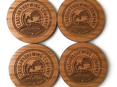 Custom Coasters Logo Bulk Set Wood Personalized Wedding Favors Business ...