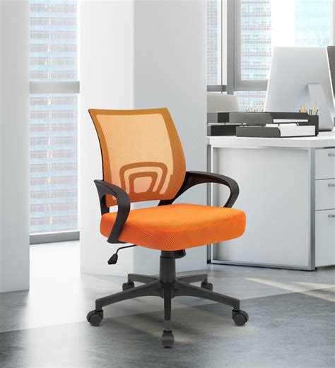 Buy Task Breathable Mesh Ergonomic Chair in Orange Colour at 57% OFF by Furniturstation | Pepperfry