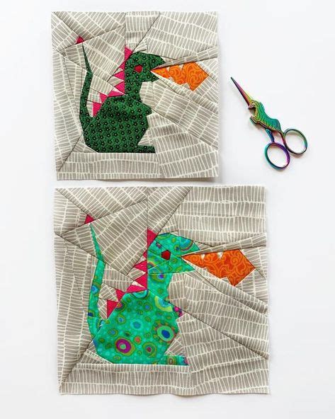 Dragon Sewing Pattern, Two Dragons Quilt Block Pattern PDF, Nursery Decor, Modern Quilt Pattern ...