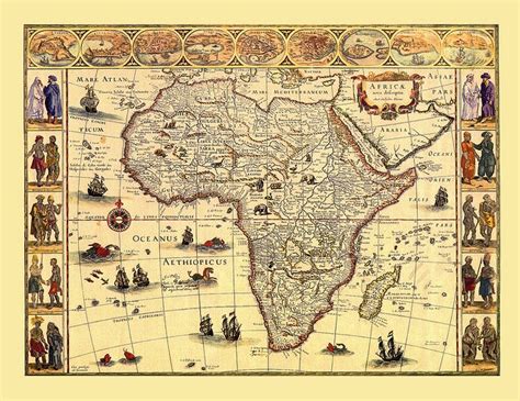 Vintage Map of Africa | Africa map, Panoramic map, Antique maps