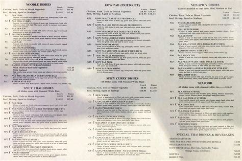 Menu at Thai Ocha restaurant, Plymouth, 200 S Main St