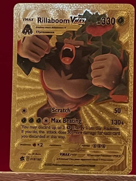 Mavin | POKEMON Rillaboom VMAX Hp 330 Gold Foil Fan Art Card