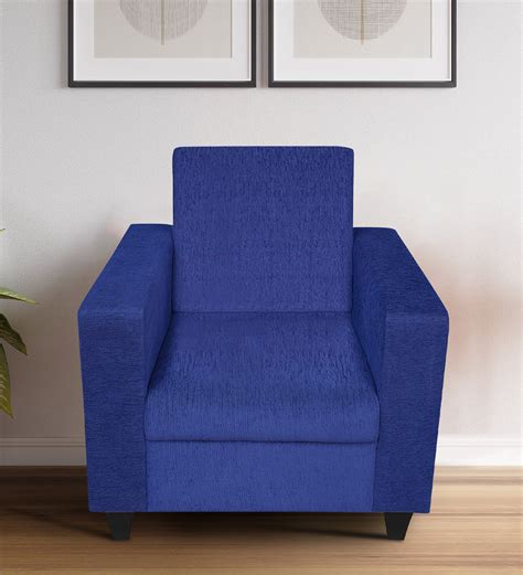 Buy Genoa Fabric 1 Seater Sofa In Blue Colour at 50% OFF by ARRA | Pepperfry