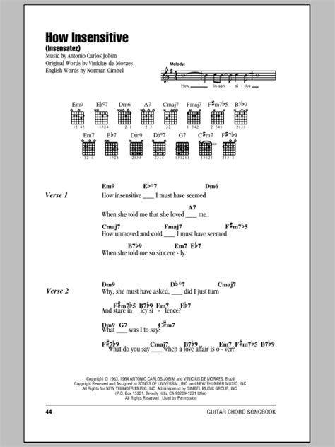 How Insensitive (Insensatez) by Antonio Carlos Jobim - Guitar Chords/Lyrics - Guitar Instructor