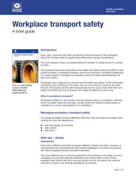 Workplace transport safety