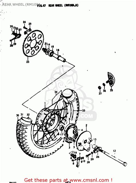 Suzuki RM100 1976 (A) USA (E03) REAR WHEEL (RM100A - buy original REAR WHEEL (RM100A spares online