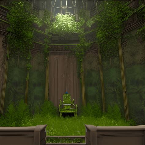 Graphic of an Overgrown Throne Room · Creative Fabrica