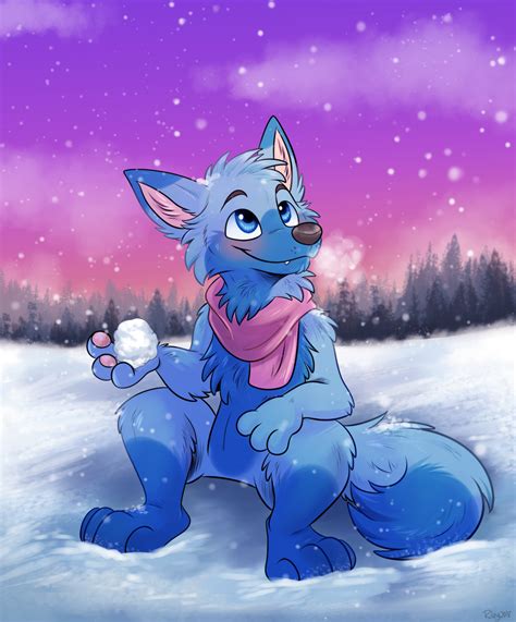 Syber is enjoying the Winter Season getting ready to throw some snowballs! : r/furry