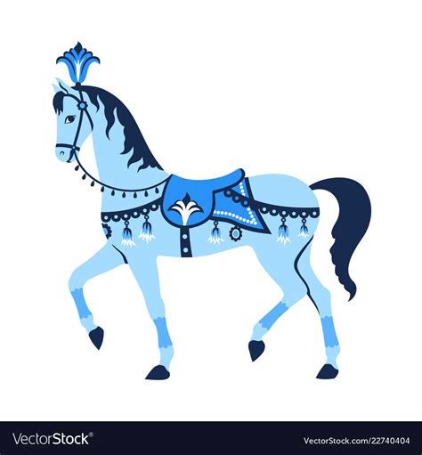 Blue carousel horse Royalty Free Vector Image - VectorStock