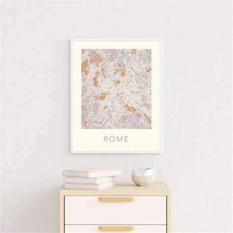 Rome Map Rome Print Rome Poster Rome Art Rome Rome Street | Etsy