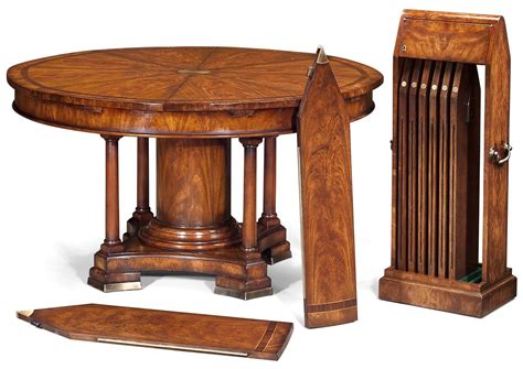 Expanding Jupes table in crotch mahogany - Dia 60 to 84 | Table, Dining table, Expanding round table
