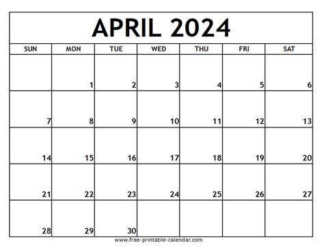 Free Printable April Calendar 2024 - Good calendar idea