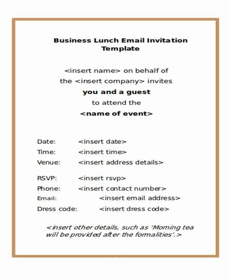 Email Party Invite Template Elegant Lunch Meeting Invitation Email Template Templat… | Dinner ...