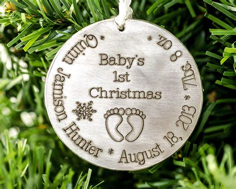 Babys First Christmas Ornament Silver Personalized Child