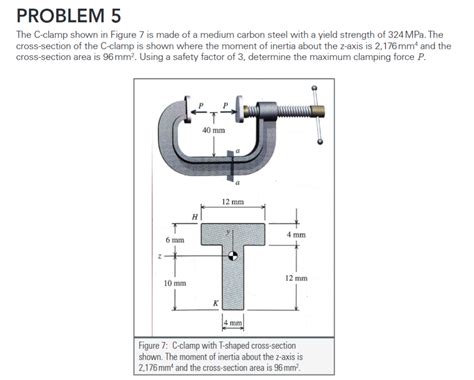 Solved The C-clamp shown in Figure 7 is made of a medium | Chegg.com