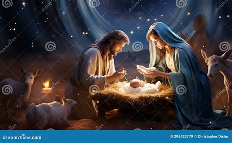 Festive Christmas Nativity with Baby Jesus, Mary, and Joseph for ...