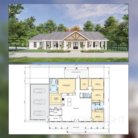 Cedar Springs Barndominium House Plan Design 4 Bed 3 Bath - Etsy Österreich