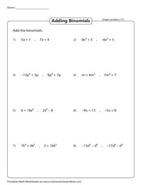 Binomial Expansion Worksheet - Worksheets For Kindergarten