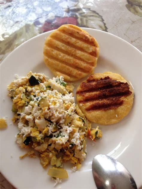 Delicious Organic Scramble eggs with vegestables and Arepas | Food, Arepas, Delicious