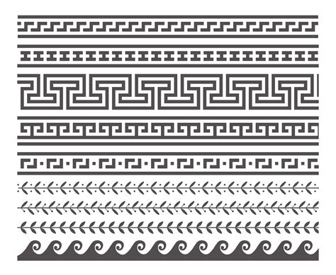 Greek style seamless frames. Geometric border set. Vector ornament ...