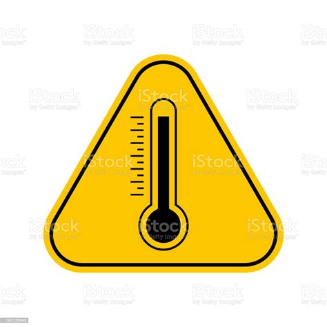 Tanda Peringatan Suhu Tinggi Simbol Peringatan Segitiga Kuning Diisolasi Pada Latar Belakang ...